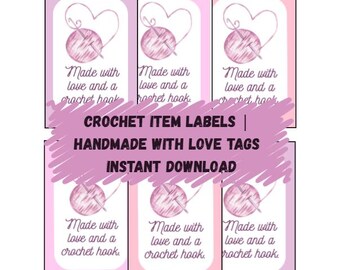 Etichette regalo all'uncinetto: etichette fatte a mano con amore (download immediato)