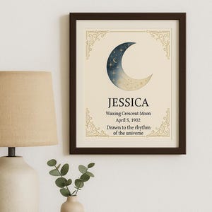 Impresión personalizada de las fases lunares + Carta natal de 8 x 10 pulgadas GRATIS Arte mural celestial Regalo astrológico personalizado Descarga digital