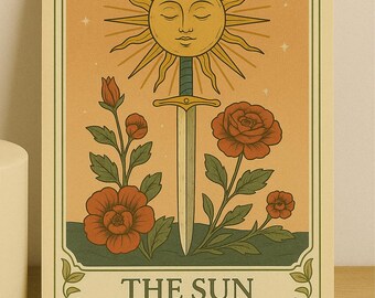 Boho Tarot Card Prints: The Moon, Sun & Star Celestial Art (Digital Download