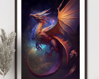 Shimmering Dragon Print: Fantasy Art Wall Decor