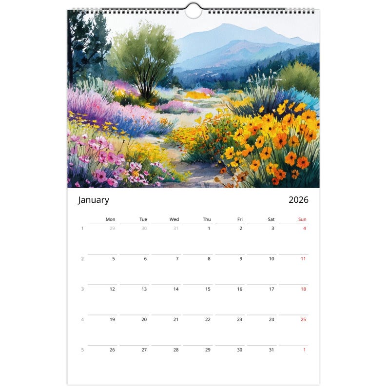 2026 Watercolor Landscape Calendar – Sustainable Monthly Wall Art ...