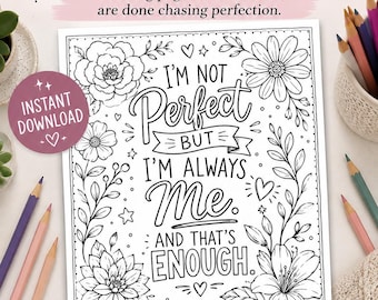 Self Love Coloring Page: Positive Affirmation Art (Digital Download)