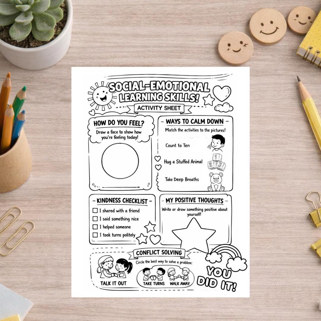 Social Emotional Learning Worksheet for Kids SEL Activity Printable ...
