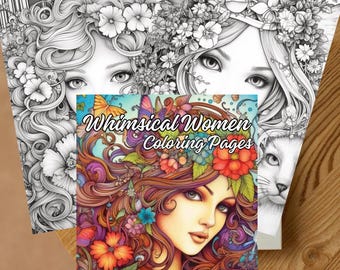 Whimsical Women Coloring Pages Bundle 21 Printable PDF Self Care Art Therapy Coloring Sheets