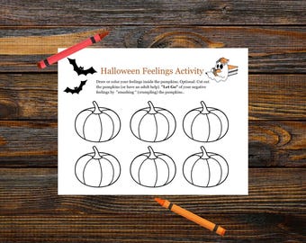 Halloween Feelings Activity Worksheet Kids Printable Pumpkin Smash Game Emotional Learning Coloring Page