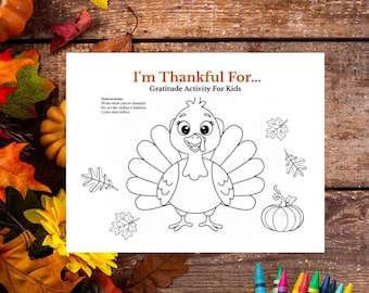 Thanksgiving Turkey Coloring Page: Gratitude Activity for Kids (PDF)