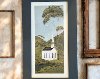 Warren Kimbleフォークアートハウスin Hillsプリミティブランド Vintage Warren Kimble Primitive Folk Art 