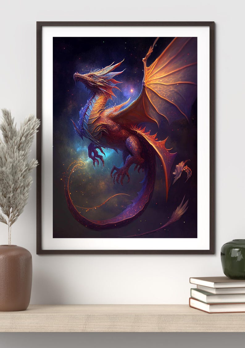 Shimmering Dragon Print: Fantasy Art Wall Decor - Etsy