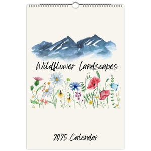 Calendario 2025 Watercolor Wildflower Landscapes – Carta ecologica, opere d'arte sostenibili, design ispirati alla natura
