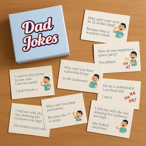 Printable Dad Witze Card Deck Lustige Vatertags Geschenk 30 Klassische Dad Witze DIY Geschenk für Dad Digital Download Party Favor Karten