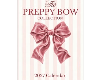 2027 Preppy Bow Wall Calendar, Coquette Aesthetic, Pink Bow Calendar, Girly Room Decor, Teen Girl Gift