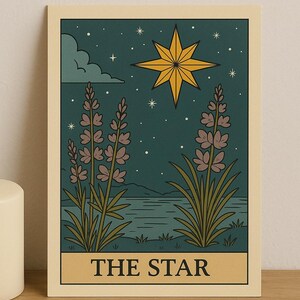 Tarotkaart Wall Art Set The Moon The Sun The Star Boho Tarot Prints Afdrukbare Celestial Poster Trio