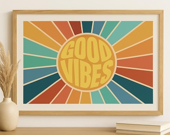 Retro Wall Art Poster Good Vibes Sustainable Paper