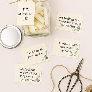 Emotional Regulation Affirmation Cards Printable DIY Affirmations Jar| Mental Health & Mindfulness Support