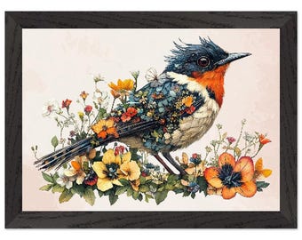 Framed Botanical Art Animal Print – Sustainable Wall Décor for Nature Lovers