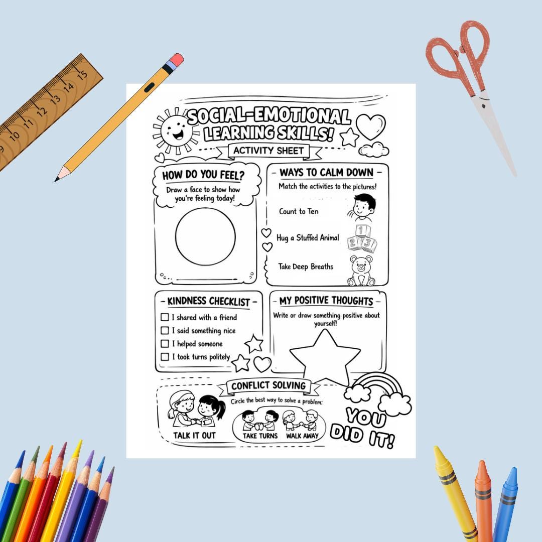 Social Emotional Learning Worksheet for Kids SEL Activity Printable ...