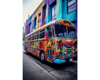 Graffiti Bus Wall Art Poster – 18x24 | Urban Street Art on Sustainable Paper