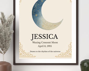 Personalized Moon Phase Birth Print: Custom Astrology Chart Digital 8x10