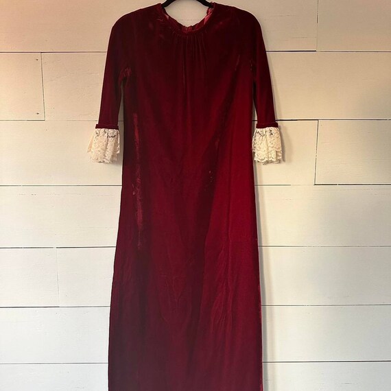 1960s Velvet Maxi Dress LORRIE DEB Burgundy Velve… - image 7