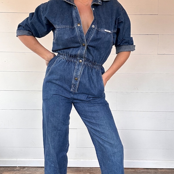 Vintage 1980S Slouchy denim jumpsuit- M