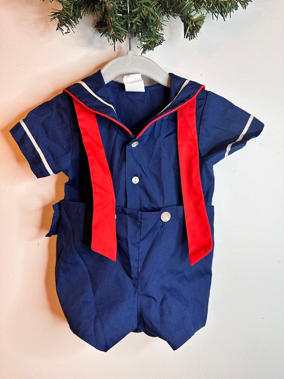 Sailor Romper, 1960s, Blue and Red, Baby Boy and … - image 4