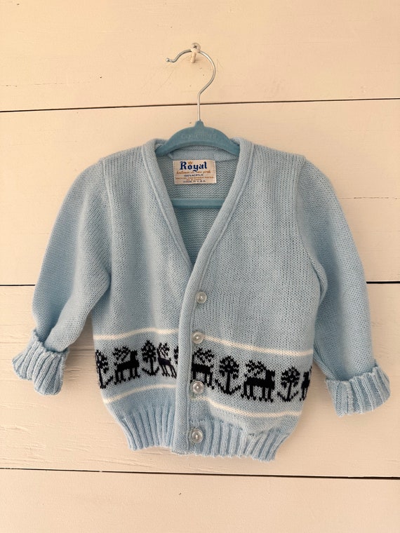 Vintage Kids Baby Blue Argyle Cardigan