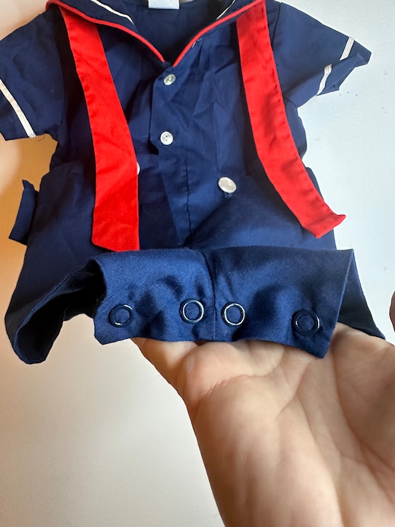 Sailor Romper, 1960s, Blue and Red, Baby Boy and … - image 5