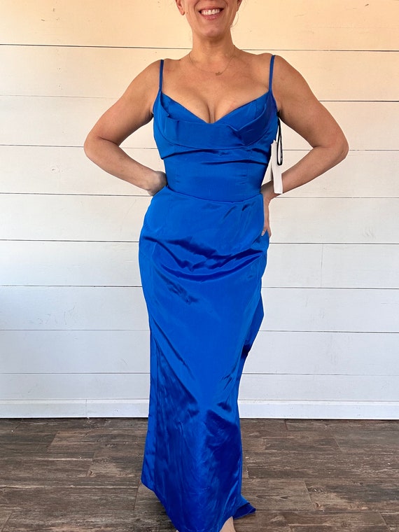 VINTAGE NWT Jessica McClintock taffeta blue gown - image 1