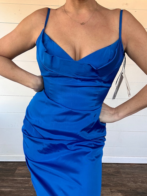 VINTAGE NWT Jessica McClintock taffeta blue gown - image 9