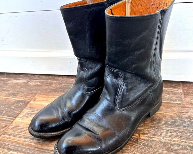 Vintage Dingo Bulldog Heel Cowboy Boots Stitched Leather Sides Classic ...