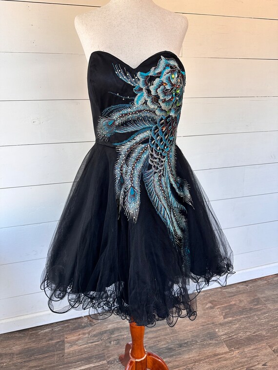 Black peacock dress best sale