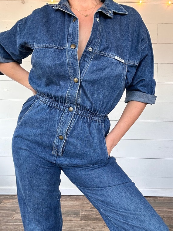 Vintage 1980S Slouchy denim jumpsuit- M - image 3