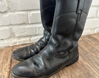 Vintage justin black cowboy boots 9