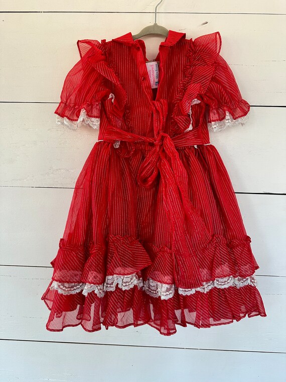 Vintage Marthas Miniatures Red Party Dress size 6 - image 2