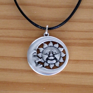Sonne und Mond Anhänger aus Silber, Mond Anhänger aus Zamak Metall, Sonnenanhänger aus Metall