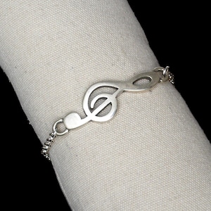 Pulsera clave de sol plata, Pulsera nota musical, Pulsera zamak, Pulsera ajustável