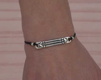 Pulsera Atlante de Zamak Plateada, Amuleto con Cordón Ajustable