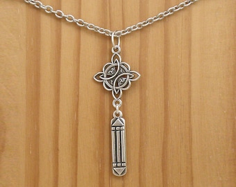 Collar de nudo de bruja de plata y atlante, dije de doble protección