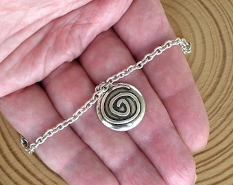 Tobillera de espiral de plata, pulsera de tobillo con dije hipoalergénico, cadena plateada