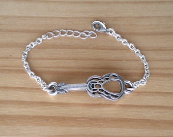Silver guitar bracelet, adjustable chain, musical jewelry