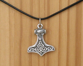 Viking Thor Hammer Necklace, Adjustable Thread