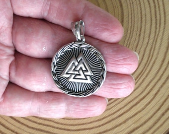 Steel Valknut Pendant, Odin's knot