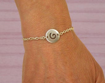 Pulsera de plata en espiral, chapada en zamak, cadena ajustable.