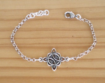 Bracciale con nodo della strega, macramè, argento 925