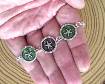 Silver zamak starfish bracelet, Adjustable