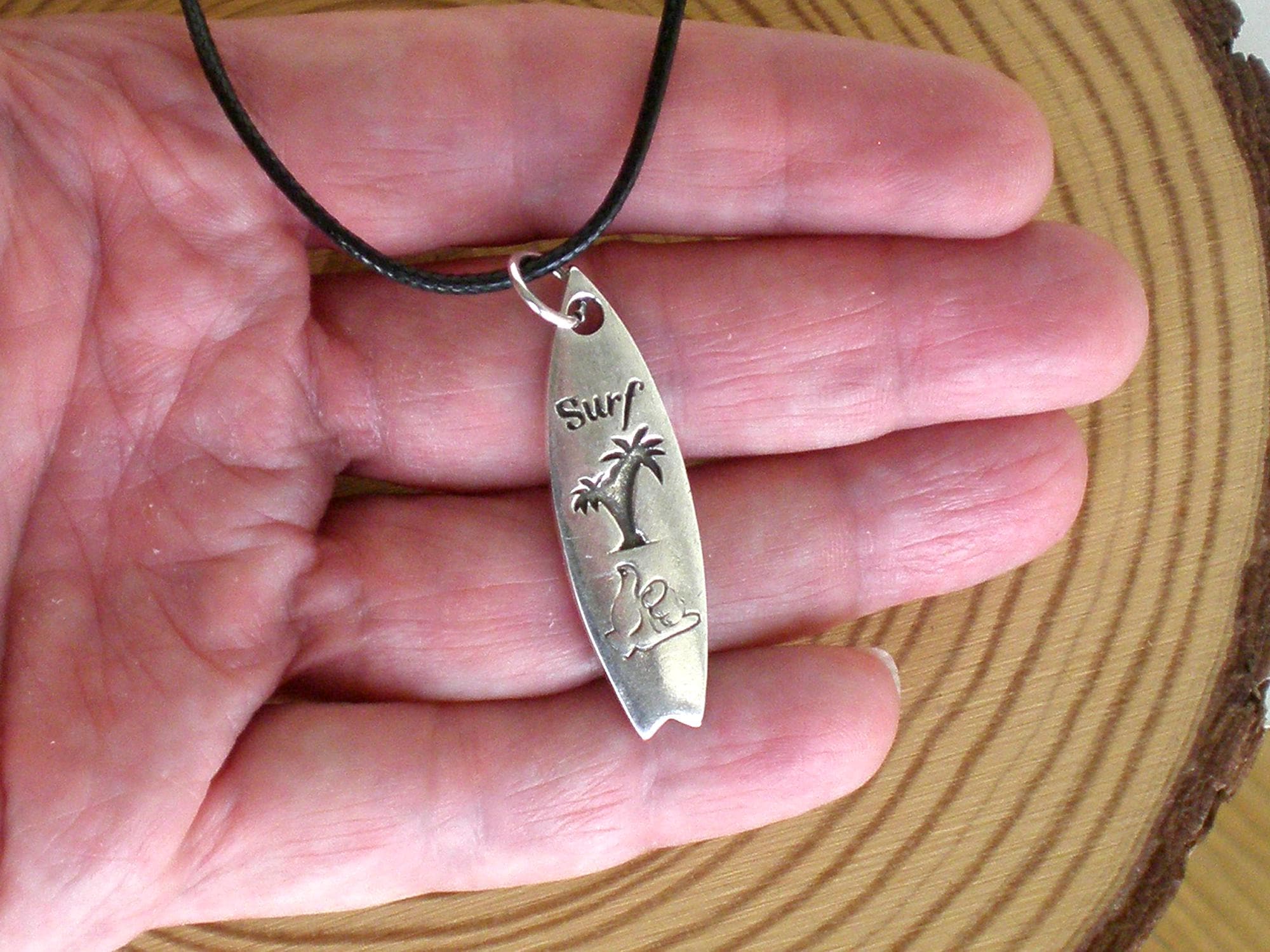 Silver Surfboard Pendant, Zamak Surfboard Pendant, Metal