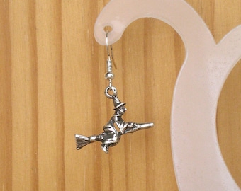 Pendientes de bruja de plata, hipoalergénicos