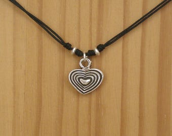 Colgante corazón de plata, Collar corazón, Colgante corazón de zamak plata,