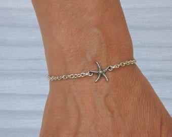 Silver zamak starfish bracelet, Adjustable