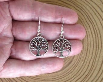 Silver Tree Of Life Earrings, Hypoallergenic